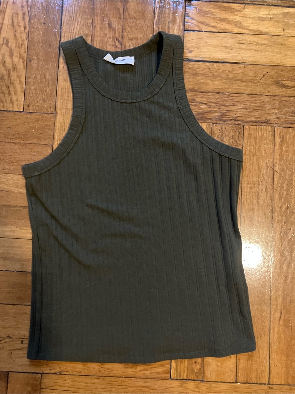 Everlane Ribbed Sleeveless Tank Top - Olive Green